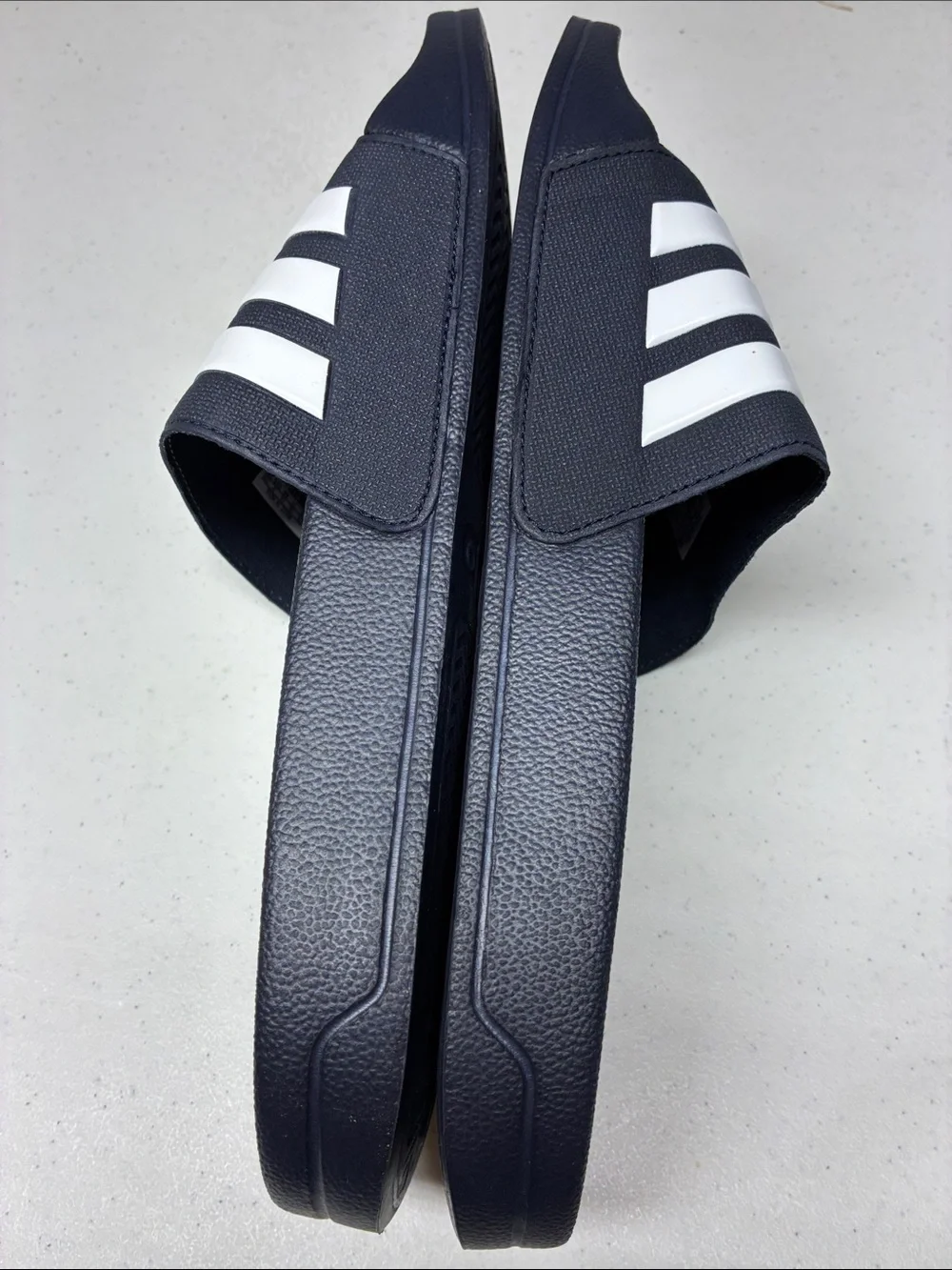 Adidas Cloudfoam Comfort Slide Sandals Navy White Stripes Size 11